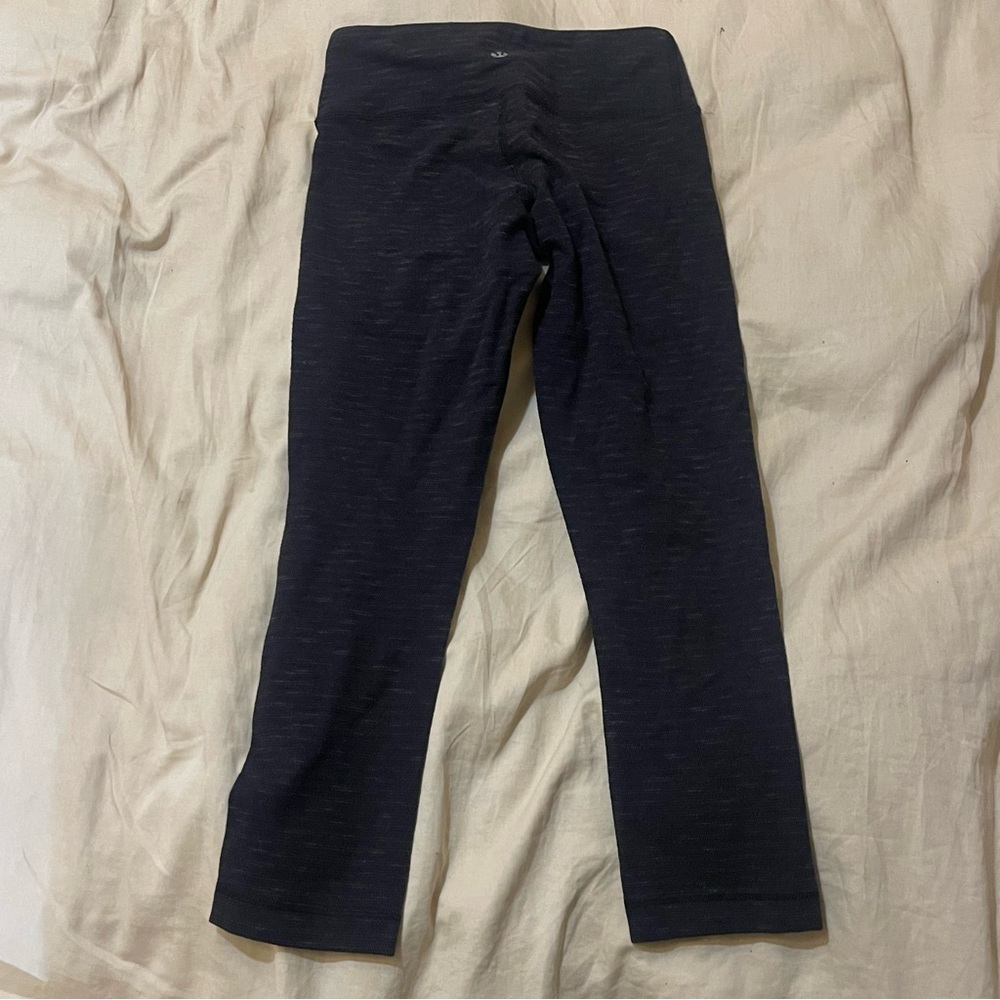 Lululemon Heathered Black Wunder Under Crop Leggings Size 4